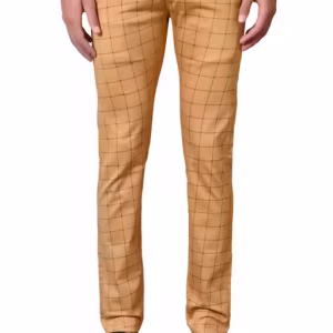 Men’s Checked Cotton Blend Trousers | Casual & Smart Slim Fit Pants