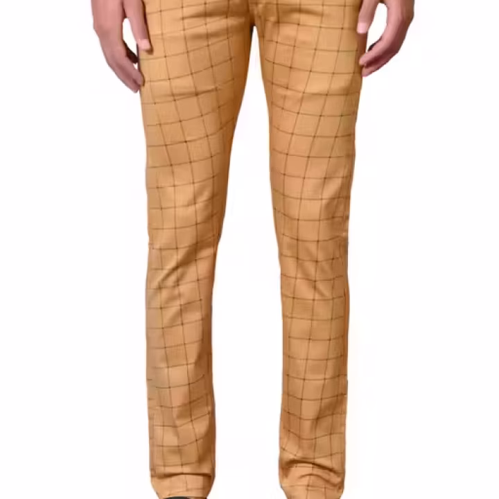 Men’s Checked Cotton Blend Trousers | Casual & Smart Slim Fit Pants