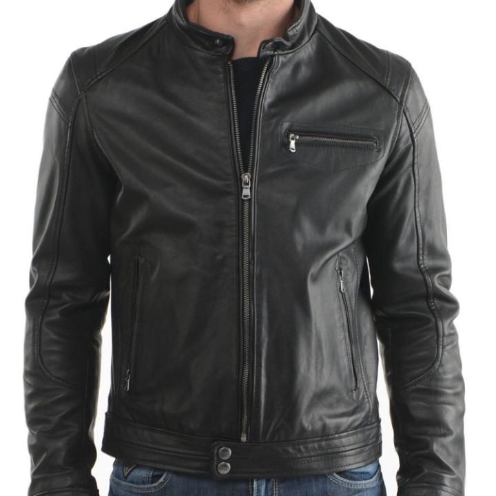 Men’s Premium Black Pure Leather Full-Sleeve Winter Jacket – Regular Fit