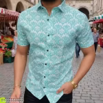 Men’s Premium Floral Printed Short Sleeve Shirt – Slim Fit Casual & Party Wear | Stylish Summer Outfit
