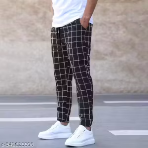 Men’s Checkered Cotton Blend Trousers | Stylish Casual & Semi-Formal Pants