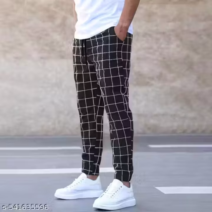 Men’s Checkered Cotton Blend Trousers | Stylish Casual & Semi-Formal Pants