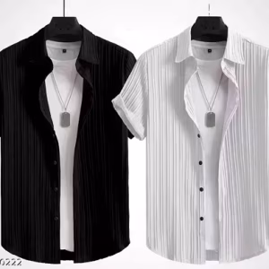 Men’s Premium Popcorn Cotton Short Sleeve Solid Shirt – Soft, Stretchable & Export Quality