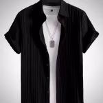 Men’s Premium Popcorn Cotton Short Sleeve Solid Shirt – Soft, Stretchable & Export Quality