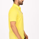 Yellow Khadi Cotton Half Sleeve Shirt for Men – Regular Fit | Spread Collar & Chest Pocket | Office & Everyday Wear