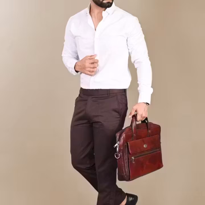 Men’s Brown Formal Trousers – Polycotton Regular Fit Office & Daily Wear Pants | UrbanTraders