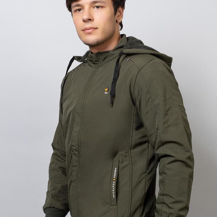 Men’s Cotton-Blend Colorblock Hooded Winter Jacket – Lightweight & Casual Wear