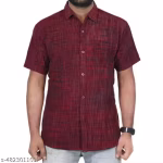 Premium Khadi Cotton Printed Half Sleeve Shirt for Men – Handwoven | Relaxed Fit | Ethnic & Casual Wear