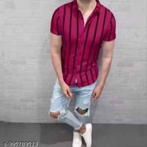 Happy Mode Men’s Regular Fit Striped Casual Shirt – Spread Collar, Short Sleeves & Trendy Daily Wear